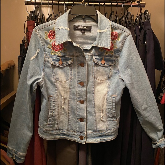 Jou Jou Jackets & Blazers - Floral Denim Jacket